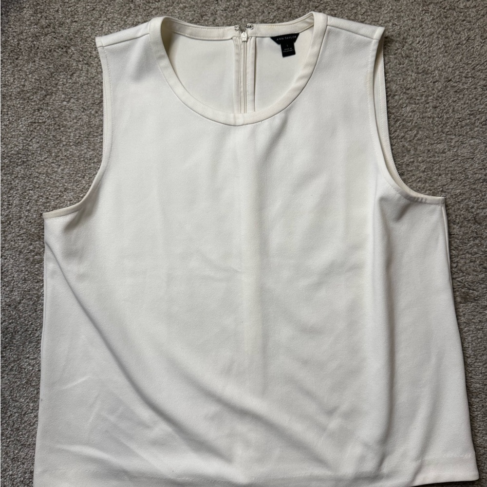 Ann Taylor Cream Sleeveless Blouse